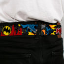 Batman Full Color Black Yellow Seatbelt Belt - Batman in Action WHOOM! Red Skyline Webbing