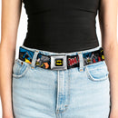 Batman Full Color Black Yellow Seatbelt Belt - Batman in Action WHOOM! Red Skyline Webbing