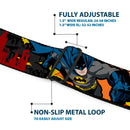 Batman Full Color Black Yellow Seatbelt Belt - Batman in Action WHOOM! Red Skyline Webbing