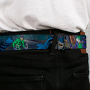 Batman Full Color Black Yellow Seatbelt Belt - Batman Battling Villains in Tunnel Webbing
