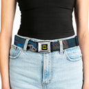 Batman Full Color Black Yellow Seatbelt Belt - Batman Battling Villains in Tunnel Webbing