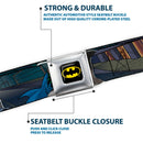 Batman Full Color Black Yellow Seatbelt Belt - Batman Battling Villains in Tunnel Webbing