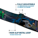 Batman Full Color Black Yellow Seatbelt Belt - Batman Battling Villains in Tunnel Webbing