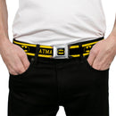 Batman Full Color Black Yellow Seatbelt Belt - BATMAN/Logo Stripe Yellow/Black Webbing