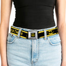 Batman Full Color Black Yellow Seatbelt Belt - BATMAN/Logo Stripe Yellow/Black Webbing