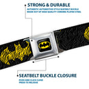 Batman Full Color Black Yellow Seatbelt Belt - BATMAN/Logo Stripe Yellow/Black Webbing