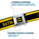 Batman Full Color Black Yellow Seatbelt Belt - BATMAN/Logo Stripe Yellow/Black Webbing