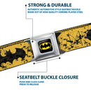 Batman Full Color Black Yellow Seatbelt Belt - BATMAN/Retro Logos Stripe Blue/Black/Yellow Webbing