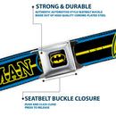 Batman Full Color Black Yellow Seatbelt Belt - BATMAN/Retro Logos Stripe Blue/Black/Yellow Webbing