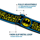 Batman Full Color Black Yellow Seatbelt Belt - BATMAN/Retro Logos Stripe Blue/Black/Yellow Webbing