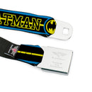 Batman Full Color Black Yellow Seatbelt Belt - BATMAN/Retro Logos Stripe Blue/Black/Yellow Webbing