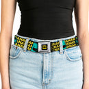 Batman Full Color Black Yellow Seatbelt Belt - Batman Face & Logo Sketch/NANANA! Black/Yellow/Aqua Webbing