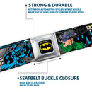 Batman Full Color Black Yellow Seatbelt Belt - Batman Face & Logo Sketch/NANANA! Black/Yellow/Aqua Webbing
