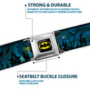 Batman Full Color Black Yellow Seatbelt Belt - Batman Gothic Knights Poses Webbing