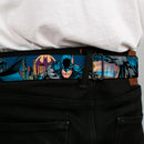 Batman Full Color Black Yellow Seatbelt Belt - Batman 2-Action Poses/Bat Signal Spotlight/Skyline Webbing
