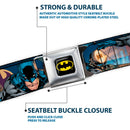 Batman Full Color Black Yellow Seatbelt Belt - Batman 2-Action Poses/Bat Signal Spotlight/Skyline Webbing