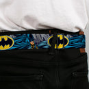 Batman Full Color Black Yellow Seatbelt Belt - Batman Bold Power Pose/Logo/Skyline Grays/Black Webbing