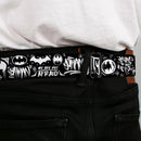 Batman Full Color Black/Yellow Seatbelt Belt - Batman Gotham City Graffiti Collage Black/White Webbing