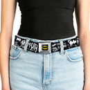Batman Full Color Black/Yellow Seatbelt Belt - Batman Gotham City Graffiti Collage Black/White Webbing