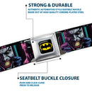 Batman Full Color Black/Yellow Seatbelt Belt - Batman Batgirl and Joker Comic Book Cover Face Close-Ups Black Webbing