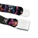 Batman Full Color Black/Yellow Seatbelt Belt - Batman Batgirl and Joker Comic Book Cover Face Close-Ups Black Webbing