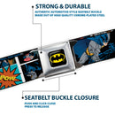 Batman Full Color Black/Yellow Seatbelt Belt - Batman THE DARK KNIGHT and Joker Smiling Sketch Close-Ups Black/White Webbing