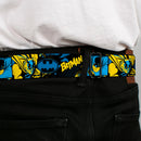 Batman Full Color Black/Yellow Seatbelt Belt - BATMAN Poses and Logo Collage Black/Blue/Yellow Webbing