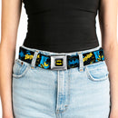 Batman Full Color Black/Yellow Seatbelt Belt - BATMAN Poses and Logo Collage Black/Blue/Yellow Webbing