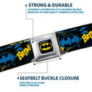 Batman Full Color Black/Yellow Seatbelt Belt - BATMAN Poses and Logo Collage Black/Blue/Yellow Webbing