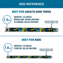 Batman Full Color Black/Yellow Seatbelt Belt - BATMAN Poses and Logo Collage Black/Blue/Yellow Webbing