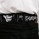 Batman Full Color Black/Yellow Seatbelt Belt - THE JOKER Smiling Eyes Sketch Close-Up Black/White Webbing