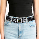 Batman Full Color Black/Yellow Seatbelt Belt - THE JOKER Smiling Eyes Sketch Close-Up Black/White Webbing