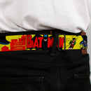 Classic BATMAN Comic Logo Full Color Yellow Black Red Seatbelt Belt - Classic BATMAN Issue #1 Robin & Batman Cover Pose Yellow/Red Webbing