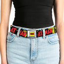 Classic BATMAN Comic Logo Full Color Yellow Black Red Seatbelt Belt - Classic BATMAN Issue #1 Robin & Batman Cover Pose Yellow/Red Webbing