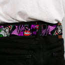 DC COMICS FOREVER EVIL Full Color Black Gray Seatbelt Belt - Detective Comics Joker Holding Teeth Issue 23.1 Cover Pose/HA! HA! HA! Black/Purples Webbing