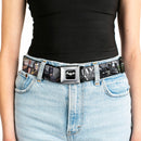 BATMAN-ARKHAM CITY Logo Full Color Black White Seatbelt Belt - ARKHAM CITY 9-Character Group Grays/White Webbing Webbing