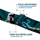 Batman Signal Full Color Black/White Seatbelt Belt - Batman Hush Grappling Hook/Standing Poses Aqua/Black/Grays Webbing