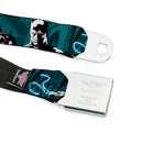 Batman Signal Full Color Black/White Seatbelt Belt - Batman Hush Grappling Hook/Standing Poses Aqua/Black/Grays Webbing