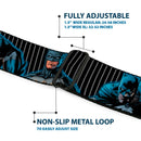 Batman Signal Full Color Black/White Seatbelt Belt - Batman Standing/Crouching Poses Stripe Black/Gray Webbing