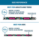 Batman Full Color Black Silver Black Seatbelt Belt - BATGIRL Running w/Stars Black/Pink/Yellow/Blue Webbing