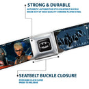 Batman Full Color Black Silver Black Seatbelt Belt - BATGIRL Logo/Bat Signal Stacked Purples Webbing