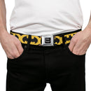 Batman Full Color Black Silver Black Seatbelt Belt - Bat Signal-5 Black/Yellow/Black Webbing