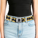 Batman Full Color Black Silver Black Seatbelt Belt - Bat Signal-5 Black/Yellow/Black Webbing
