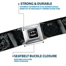 Batman Full Color Black Silver Black Seatbelt Belt - Bat Signal-5 Black/Yellow/Black Webbing