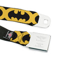 Batman Full Color Black Silver Black Seatbelt Belt - Bat Signal-5 Black/Yellow/Black Webbing