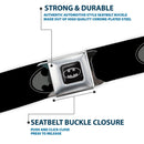 Batman Full Color Black Silver Black Seatbelt Belt - Bat Signal Stacked Black/Grays Webbing