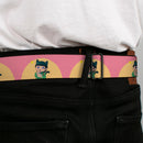 THE APOTHECARY DIARIES Title Logo Full Color Black/Red/White Seatbelt Belt - The Apothecary Diaries Chibi Maomao Cat Pose Pink/Yellow Webbing