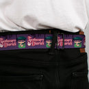 THE APOTHECARY DIARIES Title Logo Full Color Black/Red/White Seatbelt Belt - THE APOTHECARY DIARIES Chibi Maomao Pose and Title Logo Purple Webbing