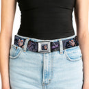 Catwoman Face Full Color Purple Seatbelt Belt - CATWOMAN-NINE LIVES OF A FELINE FATALE Pose2/Jewelry/Black Cat Purples Webbing