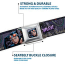 Catwoman Face Full Color Purple Seatbelt Belt - CATWOMAN-NINE LIVES OF A FELINE FATALE Pose2/Jewelry/Black Cat Purples Webbing